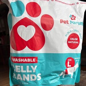 Washable Belly Band for Dogs - Teal & Red, Size L